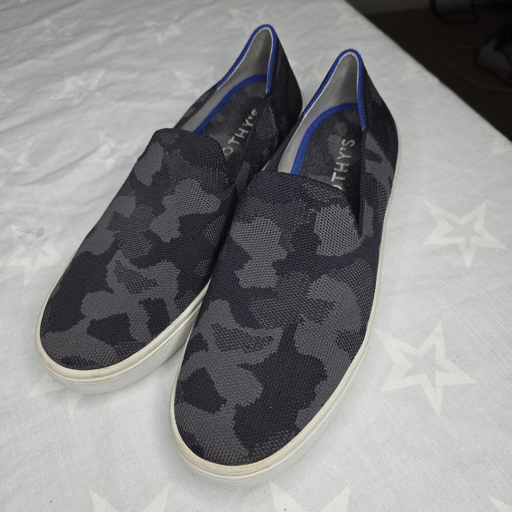 Rothy's Womens 9 Gray Camo Slip On Sneakers The Original Knit Shoes W9
